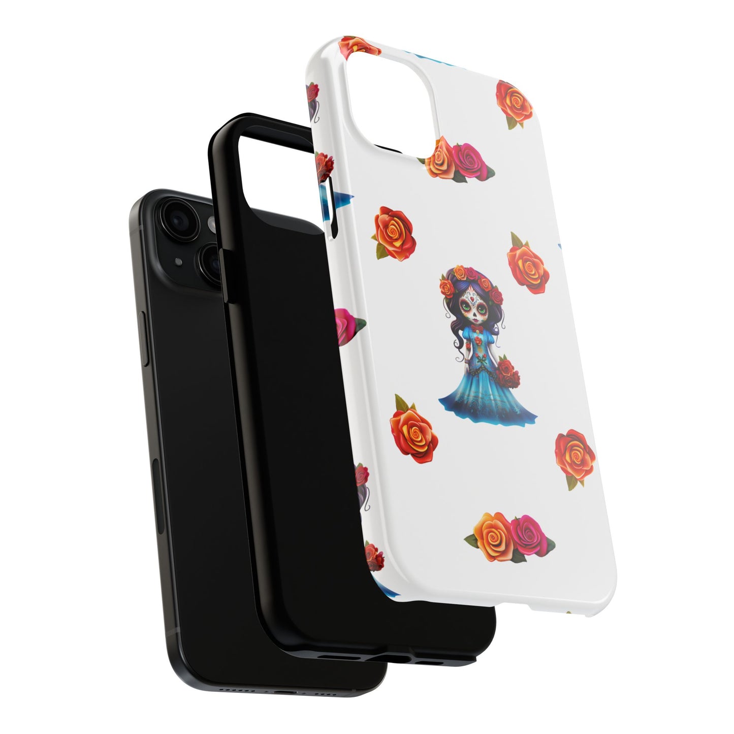 Phone Case - Blue Sugar Skull Day of the Dead Pattern