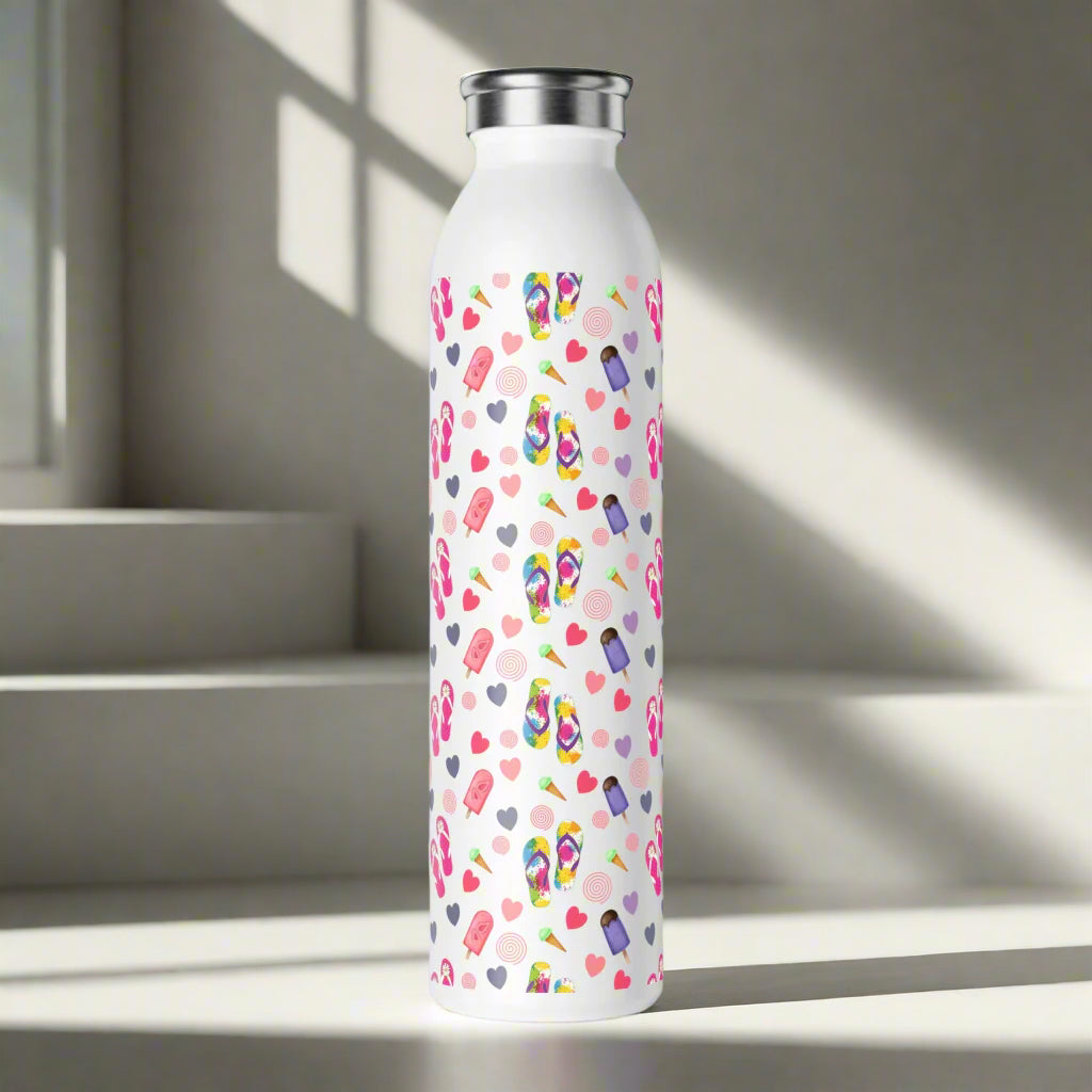 Colorful Flip Flop Slim Water Bottle | Summer Vibes Hydration