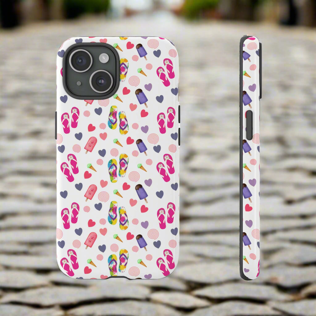 Phone Case Tough Cases - Summer Flip Flops Design
