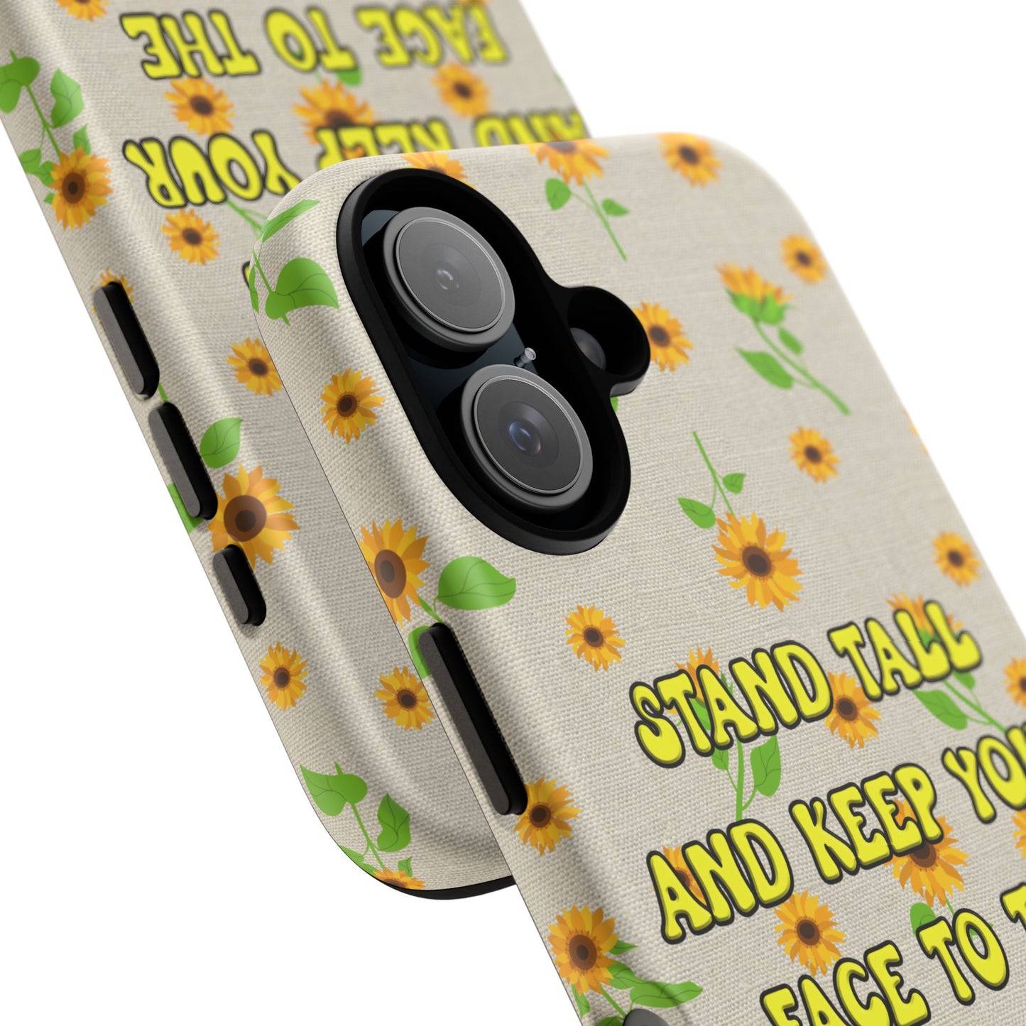 sunflower "Stand tall and keep your face to the sunshine" pattern on iPhone case