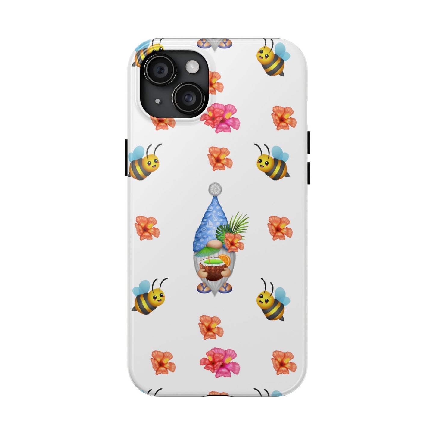 tropical gnome with drink and bees iPhon e 14 case