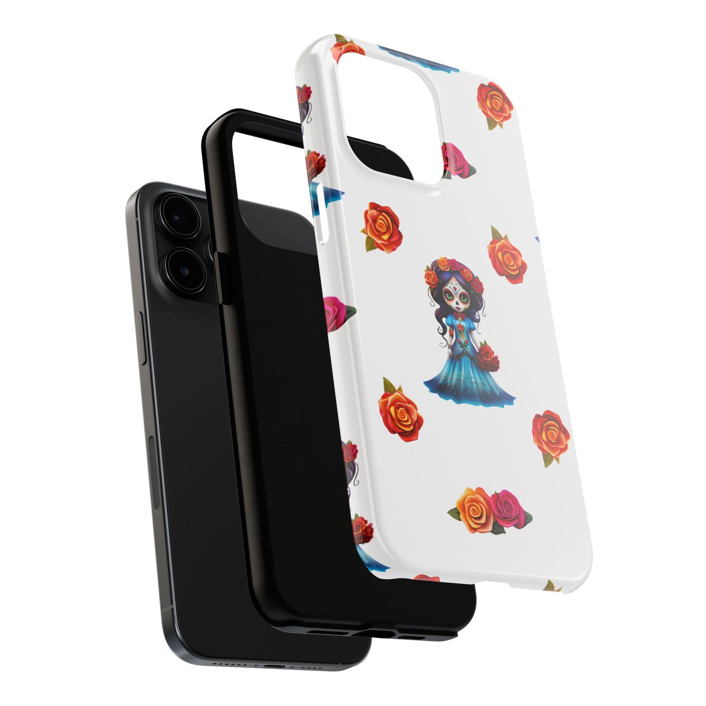 Phone Case - Blue Sugar Skull Day of the Dead Pattern