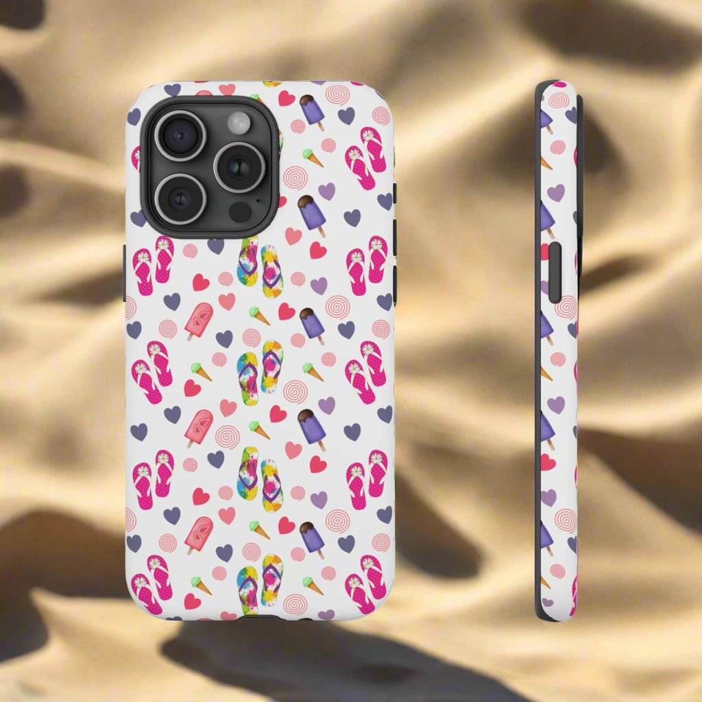 Phone Case Tough Cases - Summer Flip Flops Design