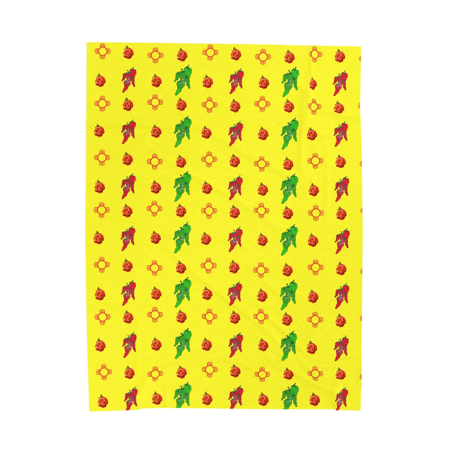 Plush Blanket - New Mexico  Symbols Chili Red and Green Design