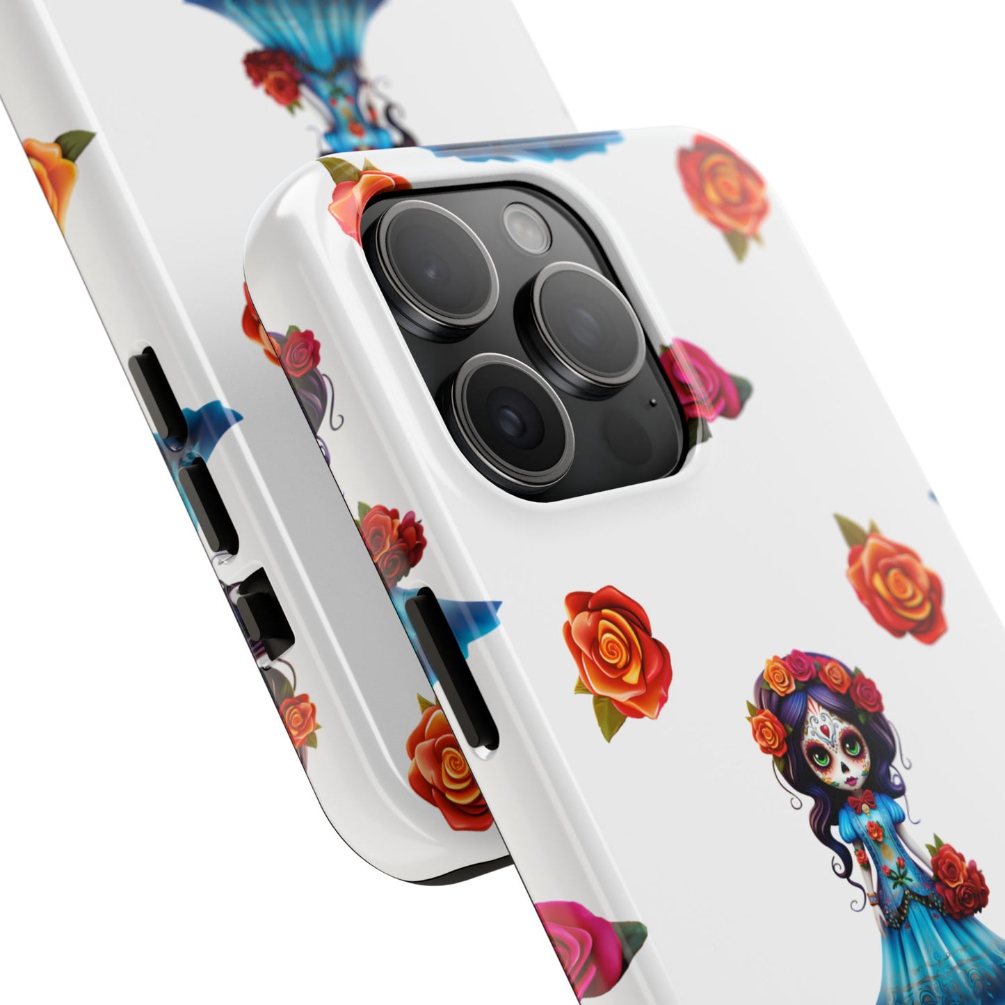 Phone Case - Blue Sugar Skull Day of the Dead Pattern