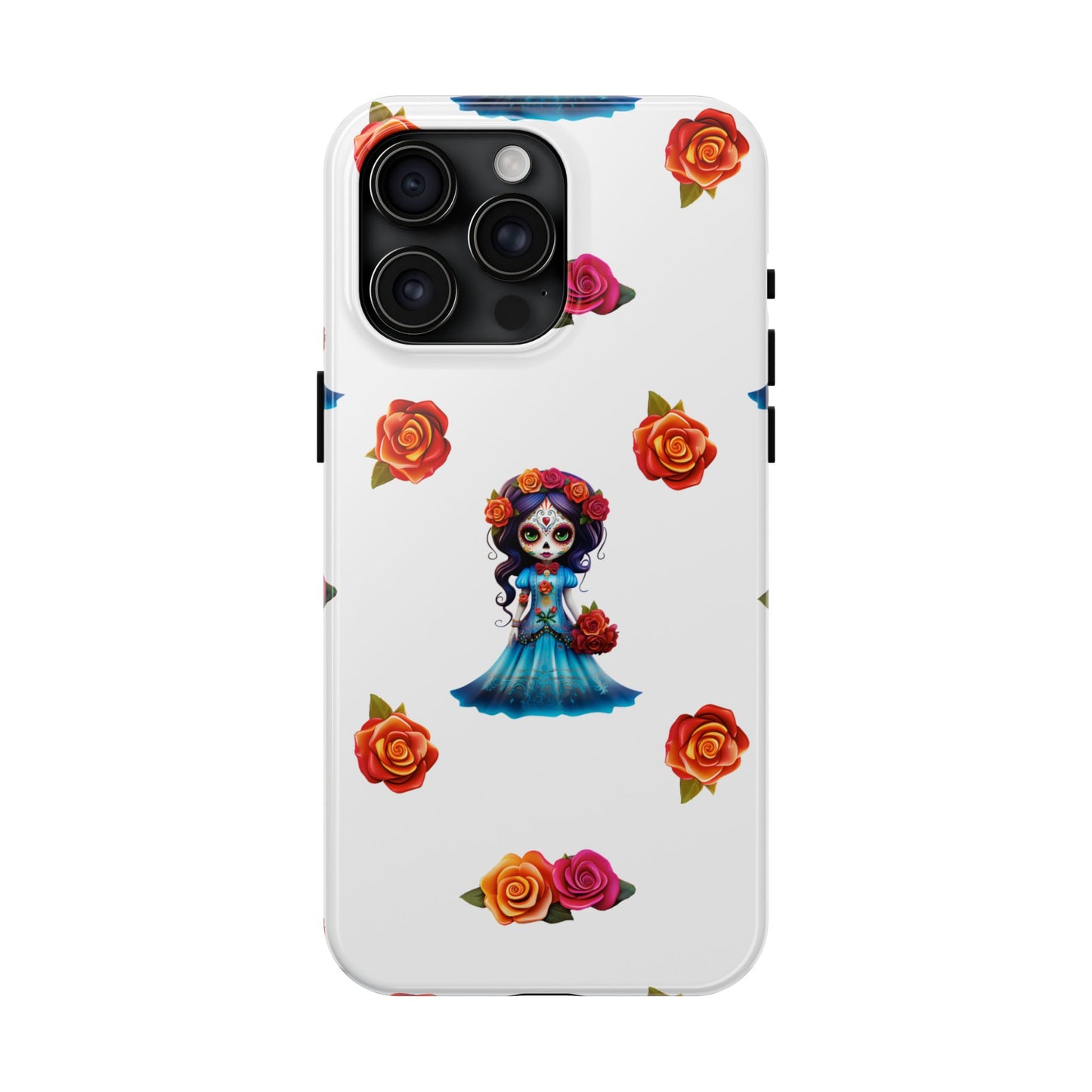 Phone Case - Blue Sugar Skull Day of the Dead Pattern