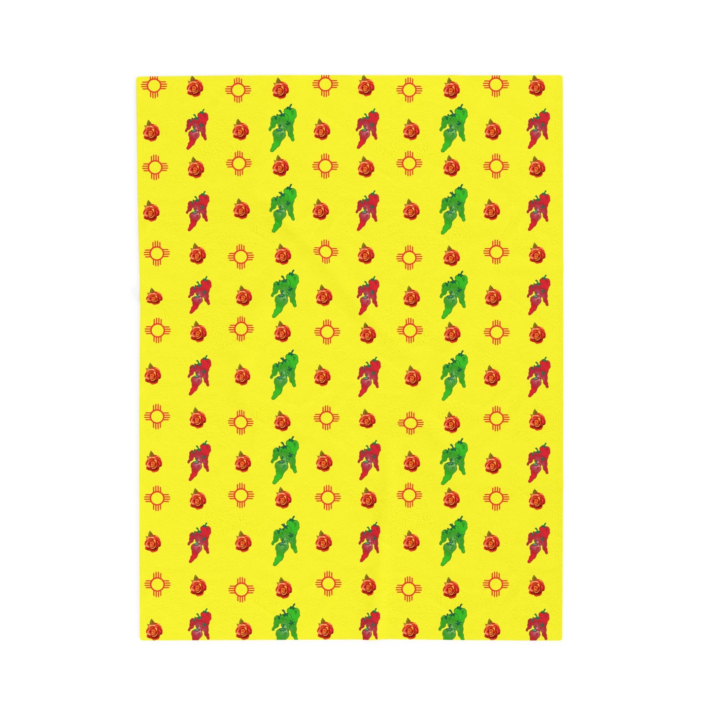 Plush Blanket - New Mexico  Symbols Chili Red and Green Design