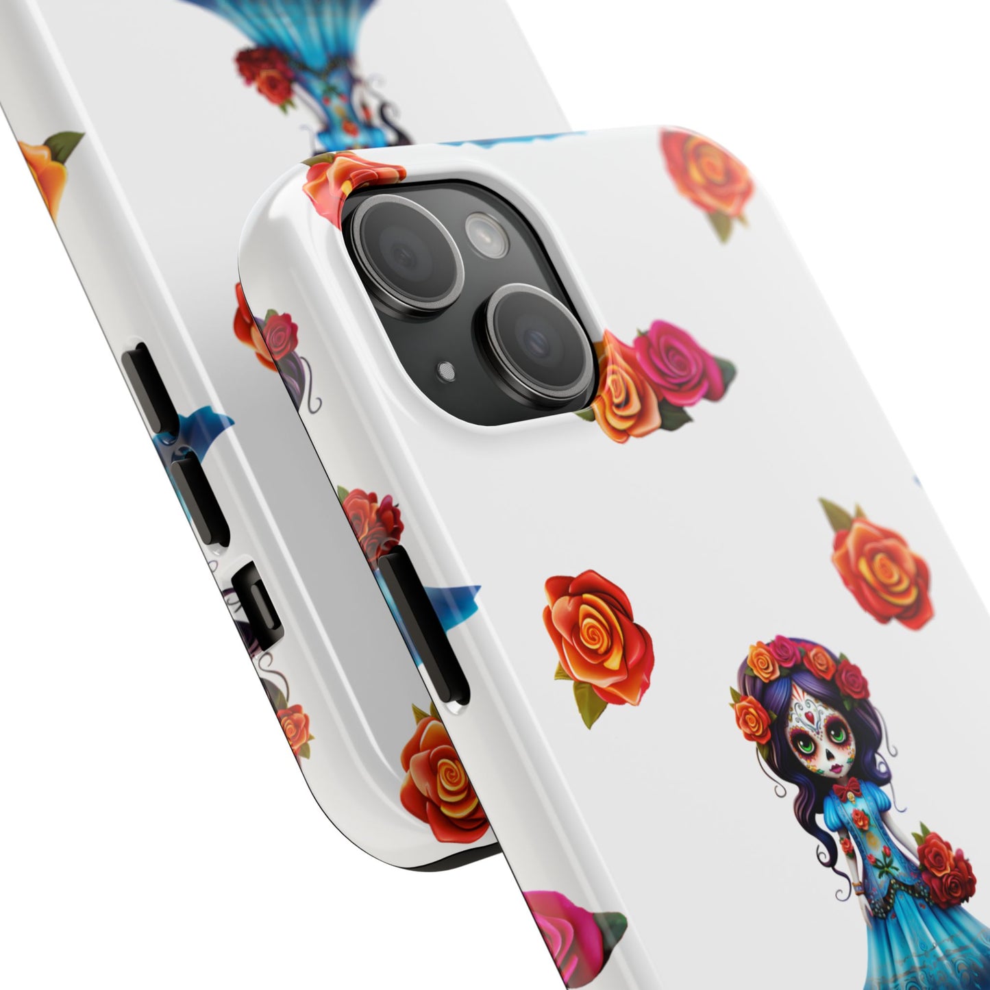 Phone Case - Blue Sugar Skull Day of the Dead Pattern