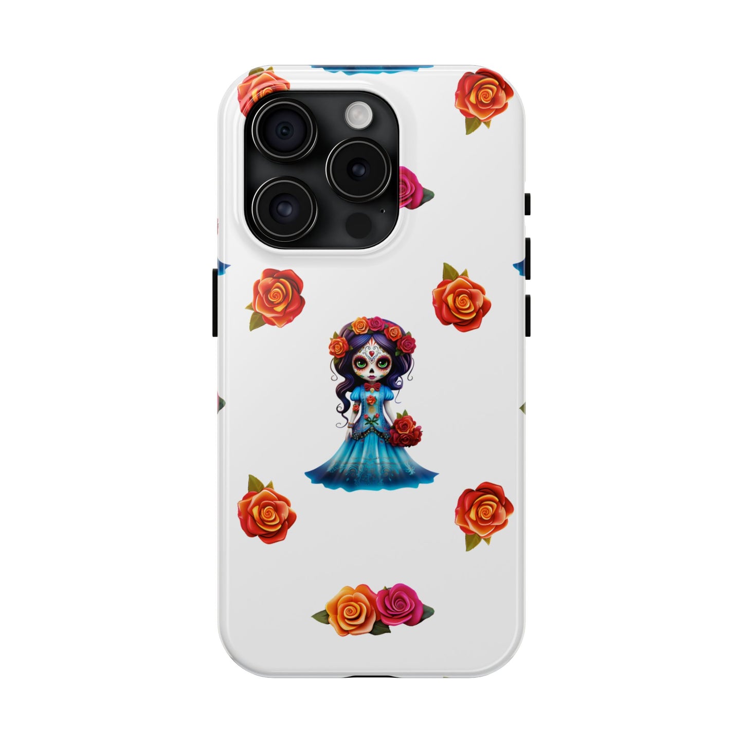 Phone Case - Blue Sugar Skull Day of the Dead Pattern
