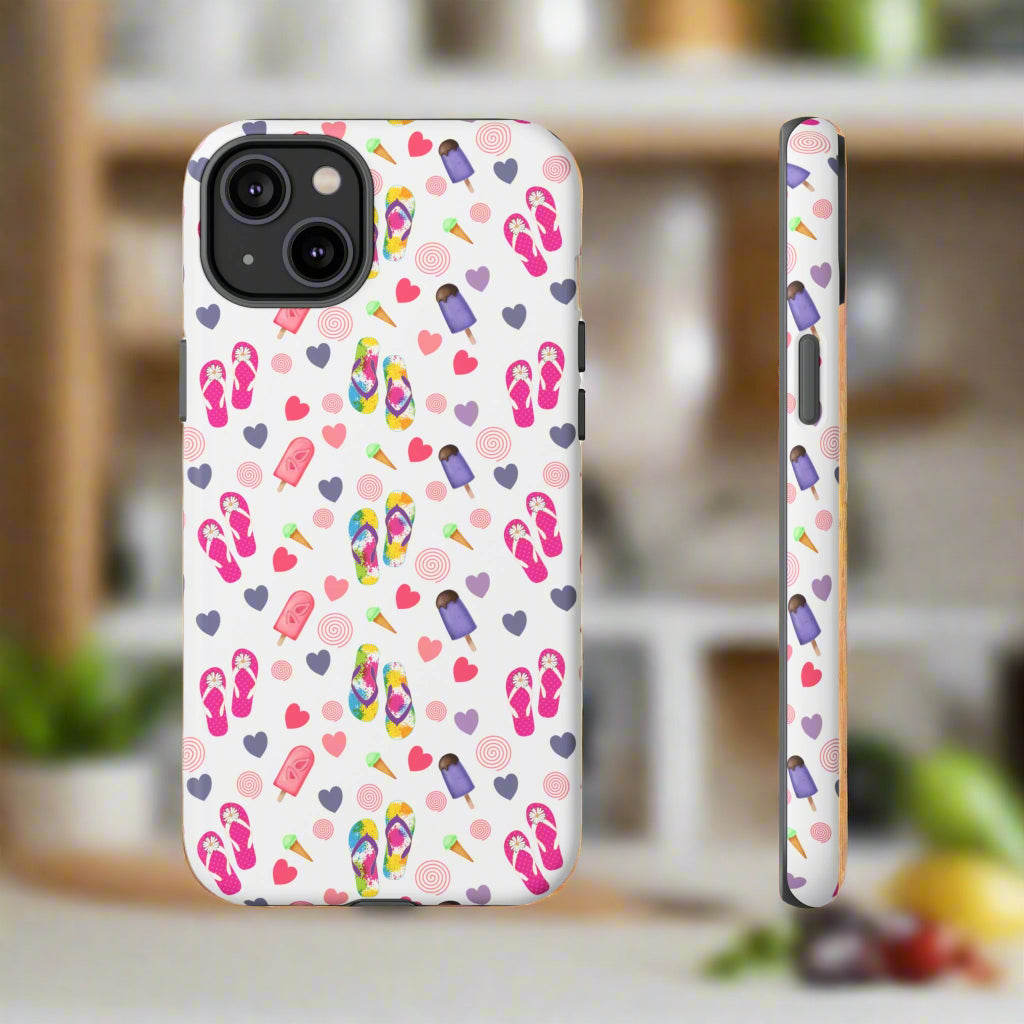 Phone Case Tough Cases - Summer Flip Flops Design