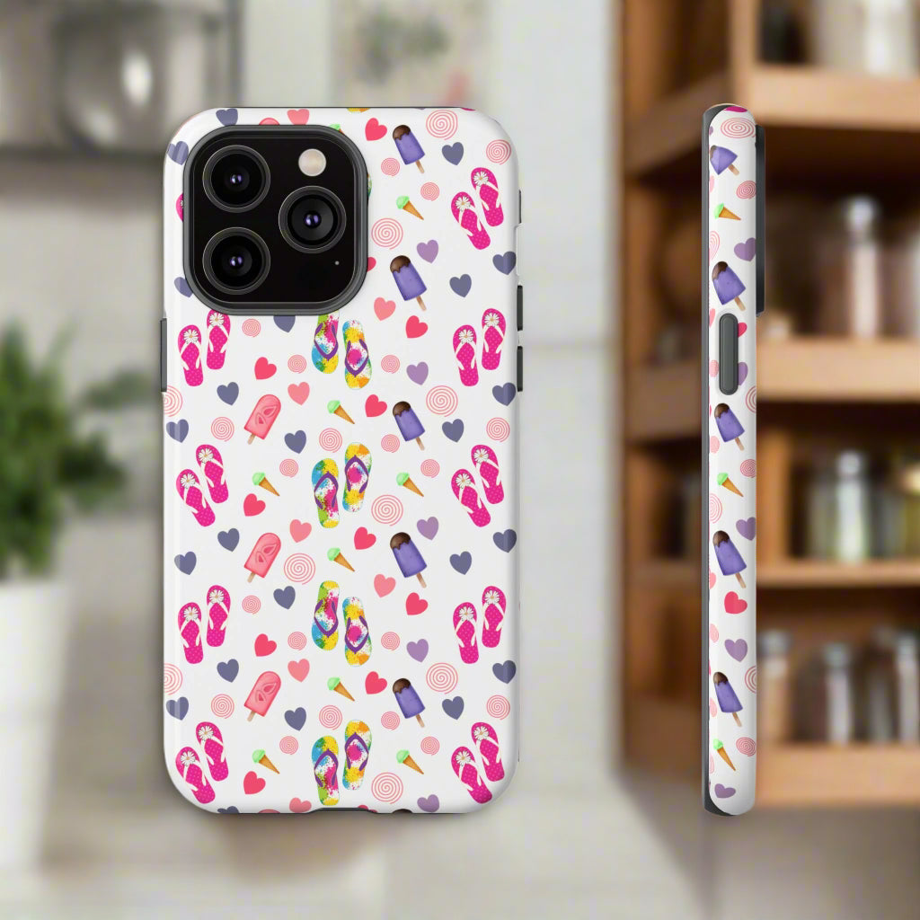 Phone Case Tough Cases - Summer Flip Flops Design