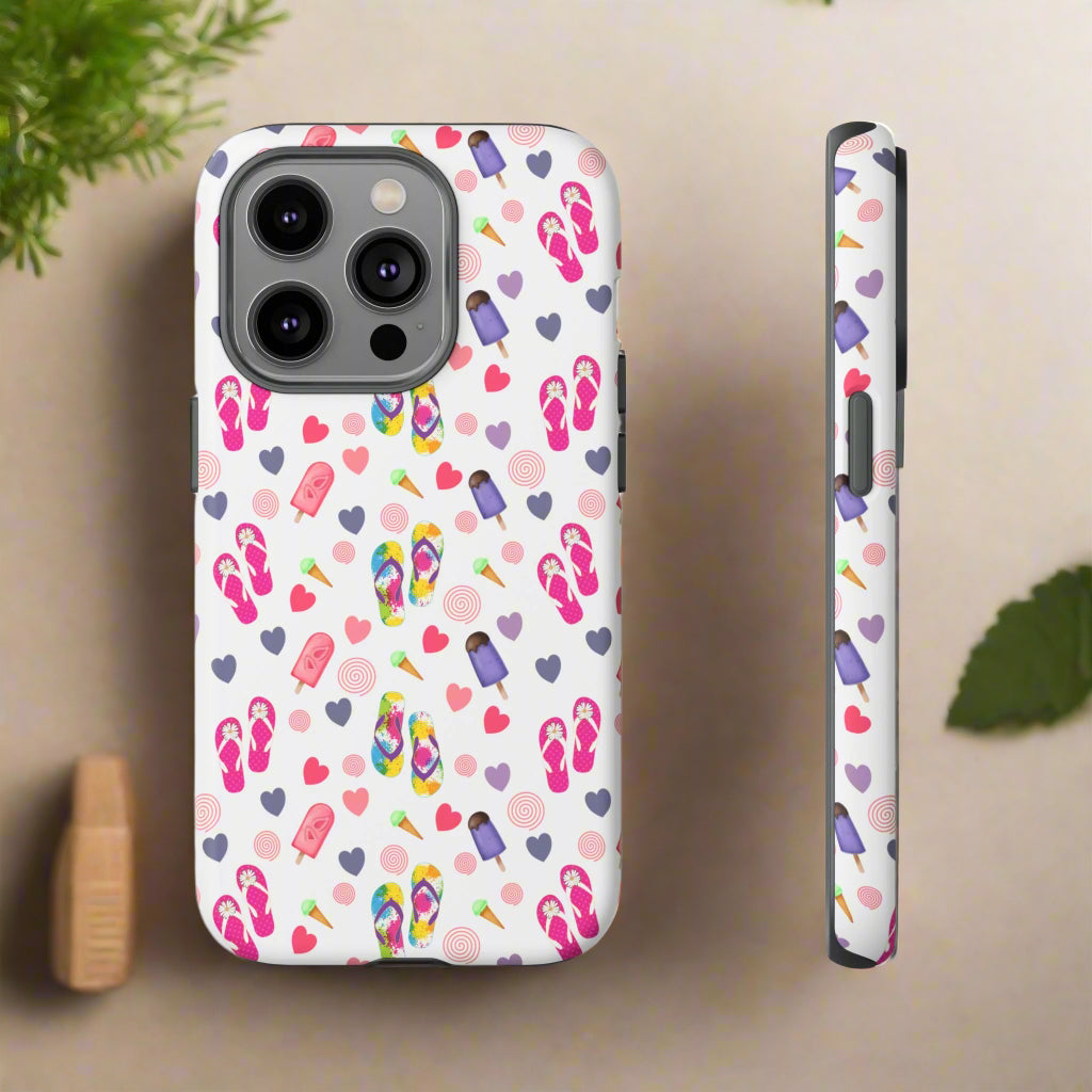 Phone Case Tough Cases - Summer Flip Flops Design