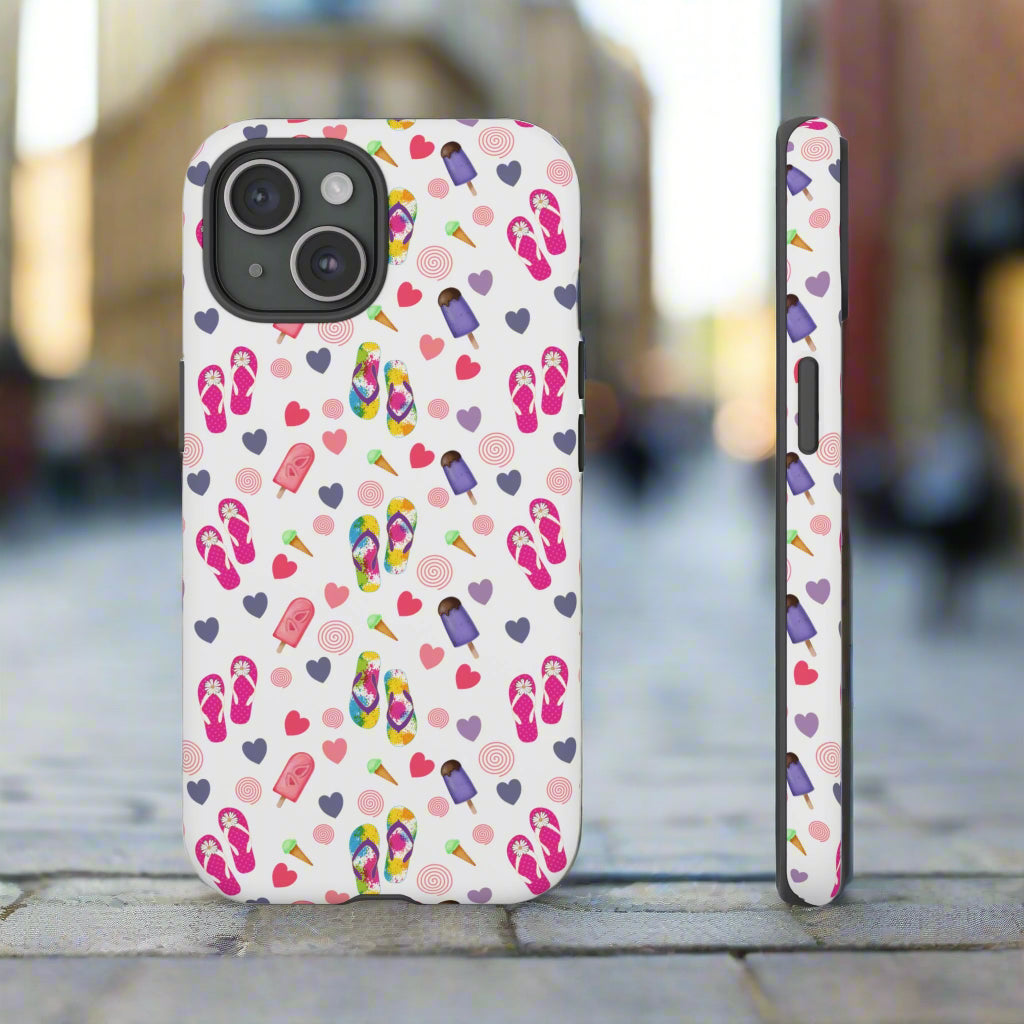 Phone Case Tough Cases - Summer Flip Flops Design