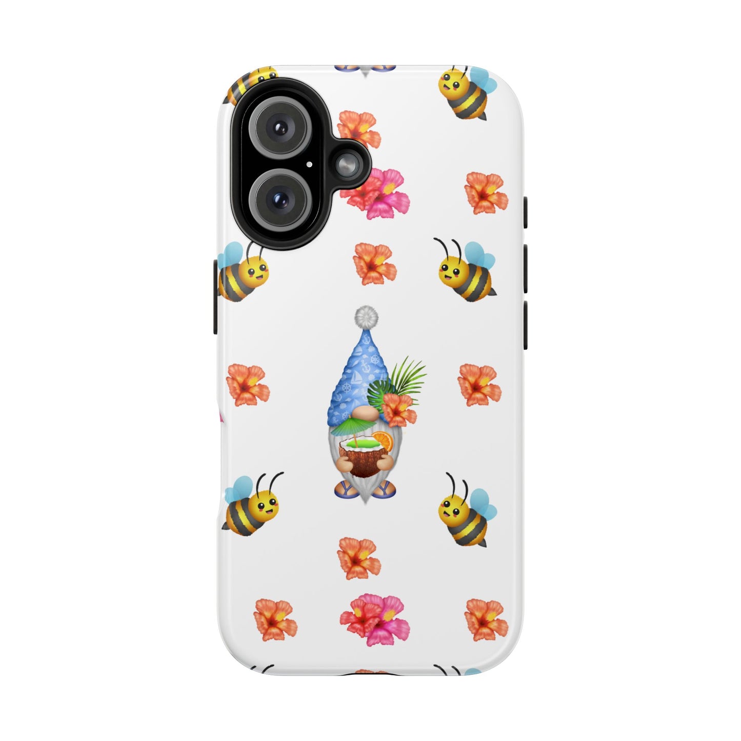 tropical gnome with drink and bees iPhon e 16 case