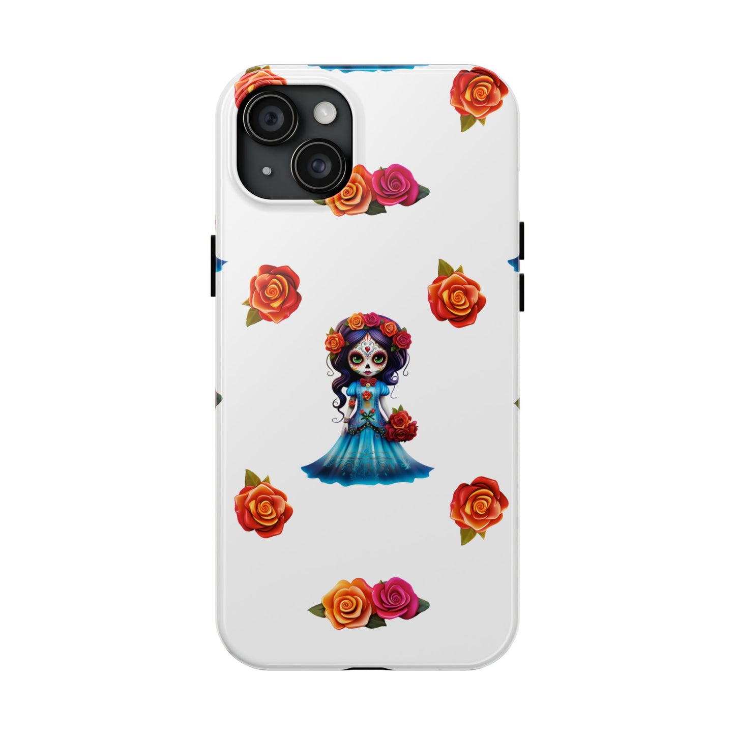 Phone Case - Blue Sugar Skull Day of the Dead Pattern