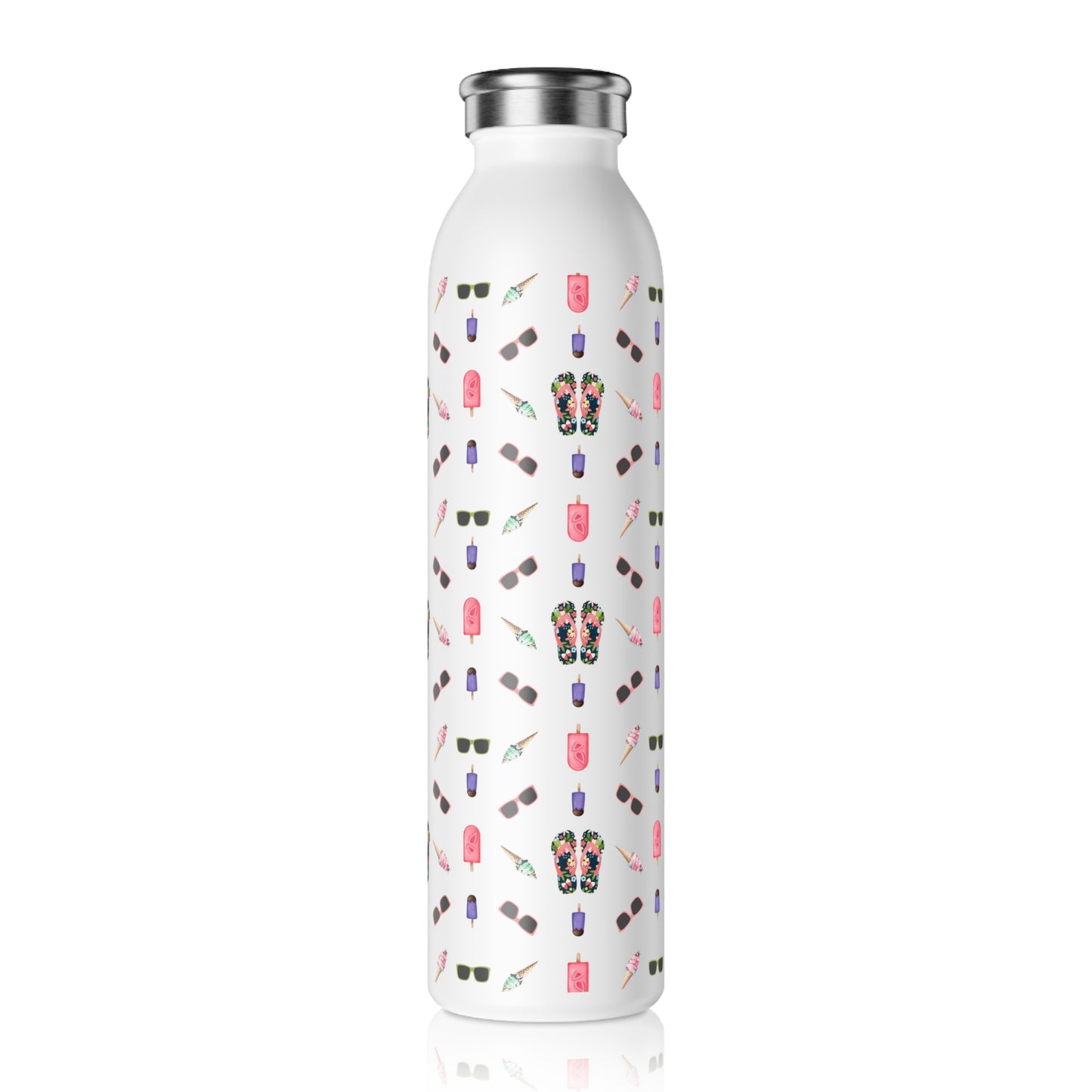 Chic Slim Water Bottle with Summer Patterns - Beach and Fun Design