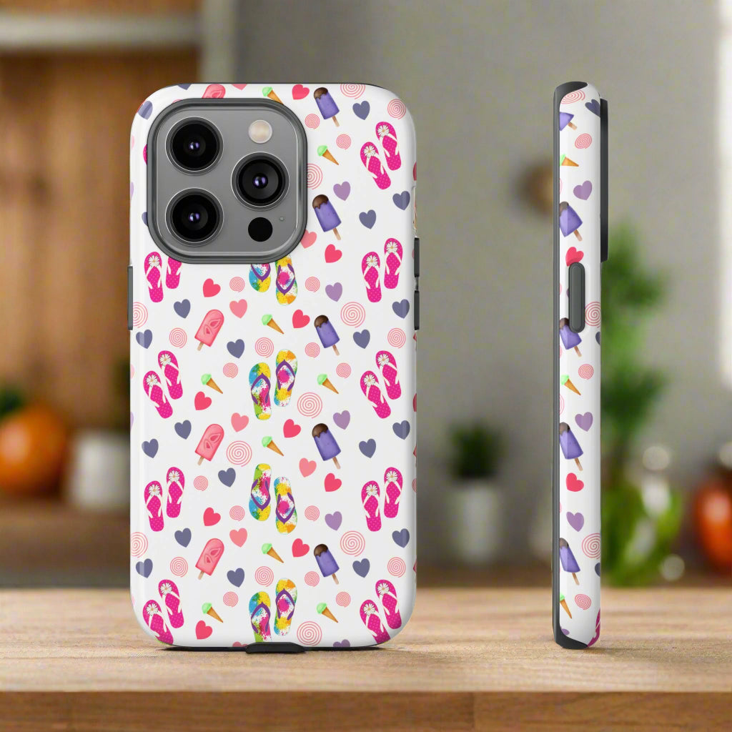 Phone Case Tough Cases - Summer Flip Flops Design