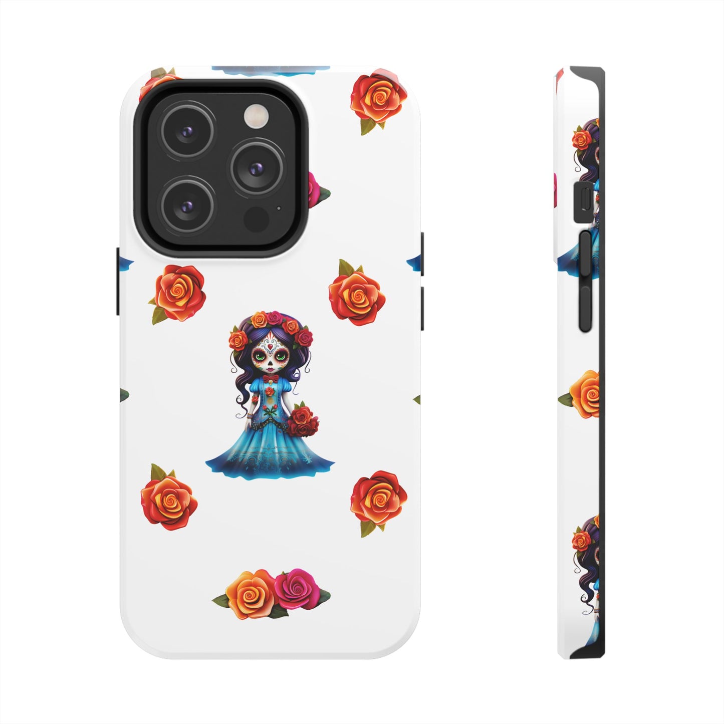 Phone Case - Blue Sugar Skull Day of the Dead Pattern