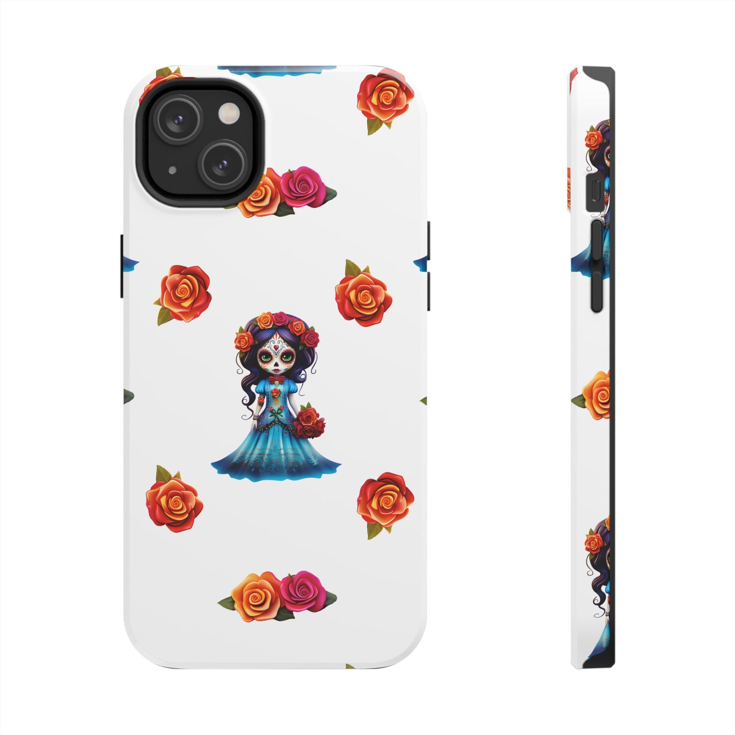 Phone Case - Blue Sugar Skull Day of the Dead Pattern