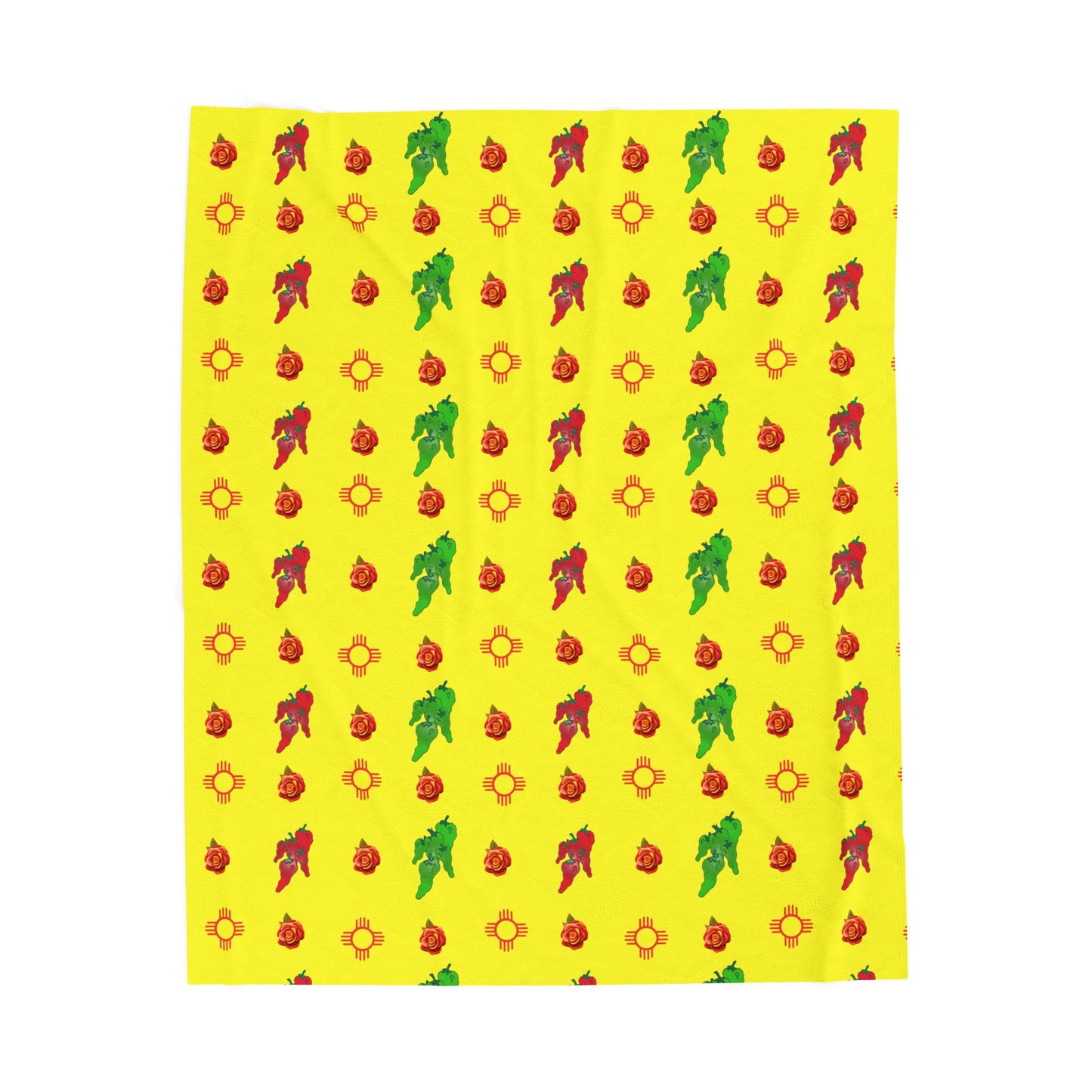 Plush Blanket - New Mexico  Symbols Chili Red and Green Design