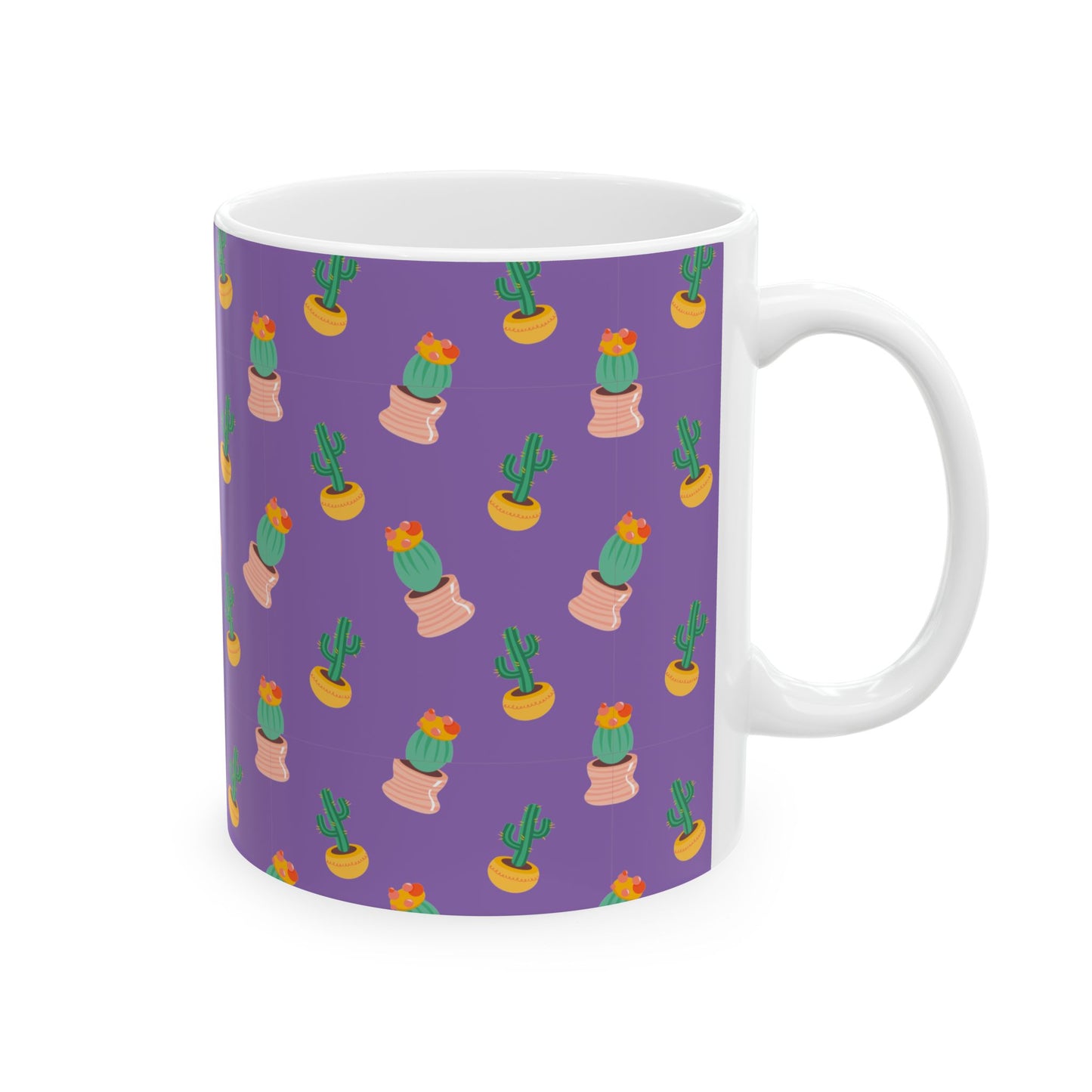 Cactus Pattern Ceramic Mug, Cute Coffee Cup, Plant Lover Gift, Home Decor, Kitchen Accessory, Birthday Present