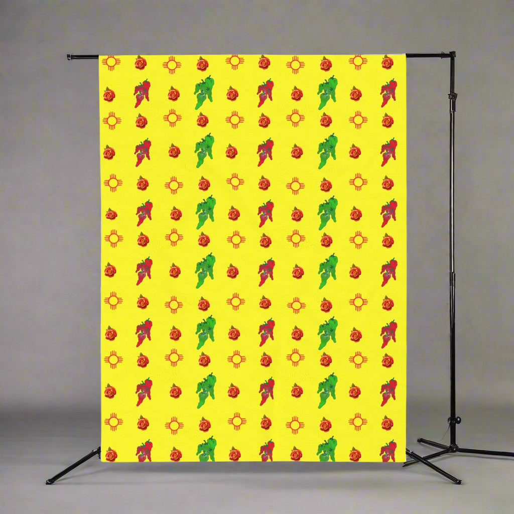 Plush Blanket - New Mexico Symbols Chili Red and Green Design