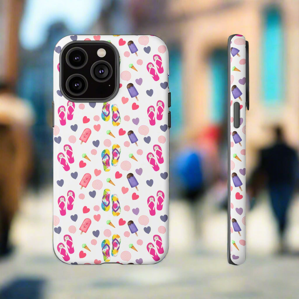 Phone Case Tough Cases - Summer Flip Flops Design