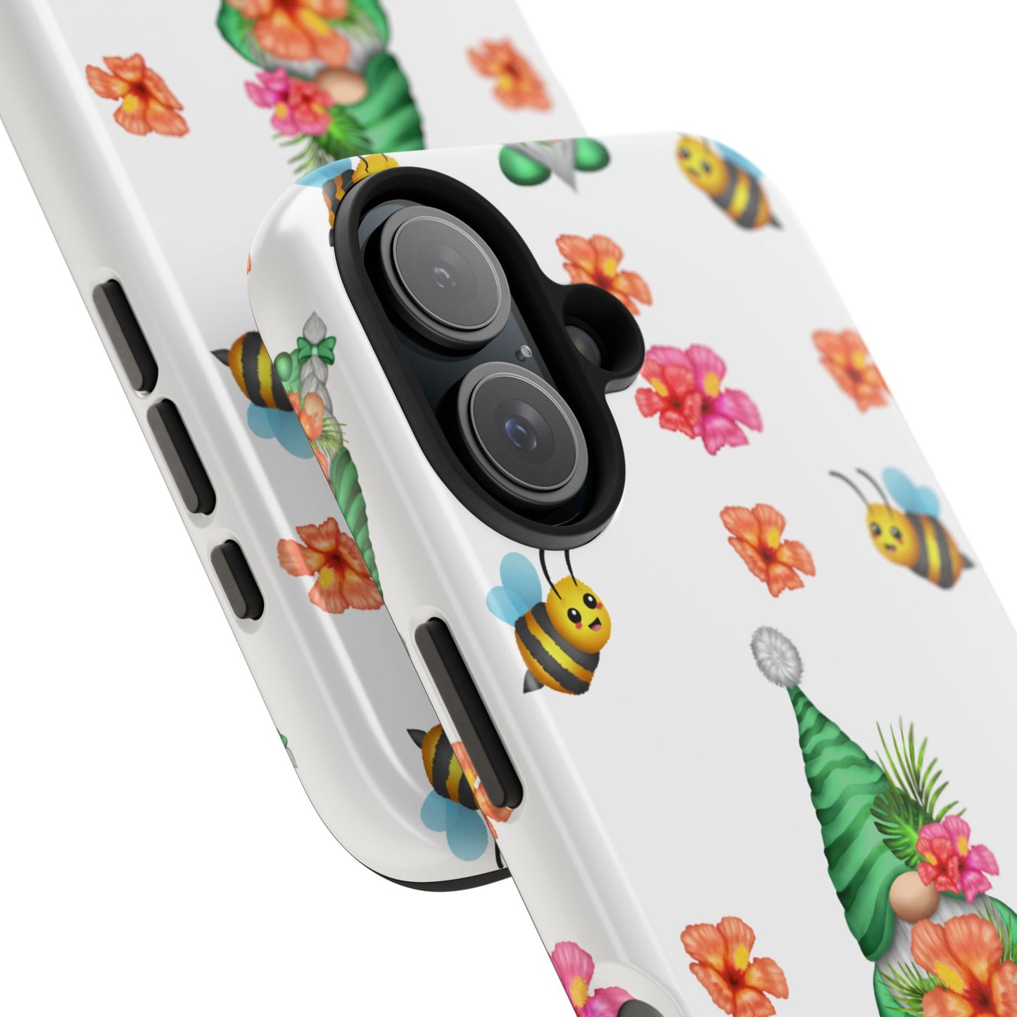 Phone Cases - Cute Gnome, Tropical Flowers, Bees Design