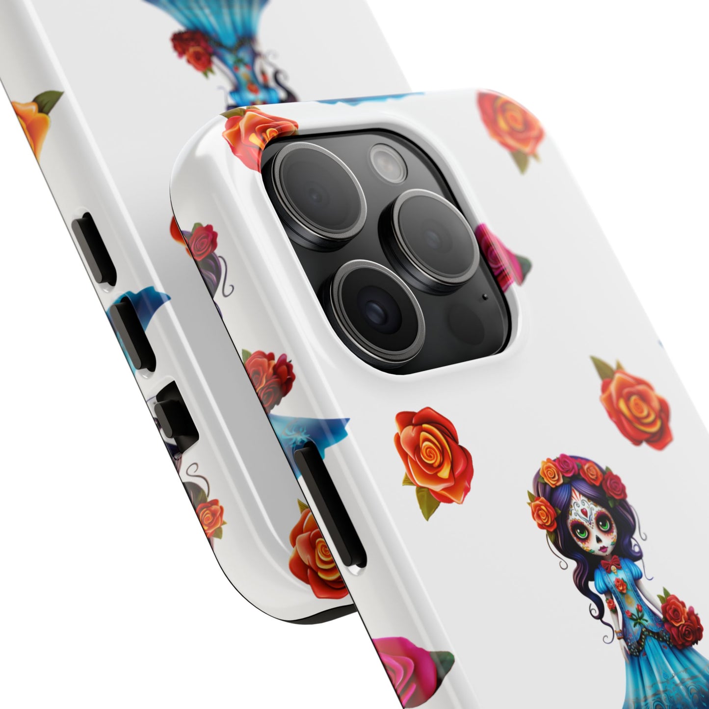 Phone Case - Blue Sugar Skull Day of the Dead Pattern