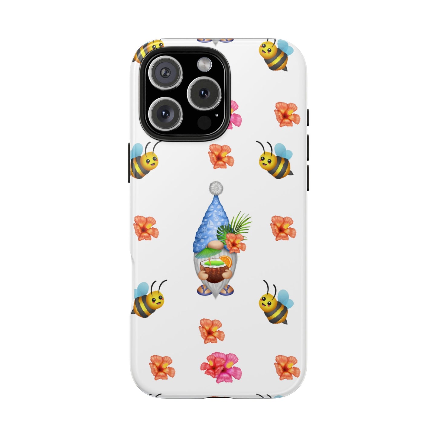 tropical gnome with drink and bees iPhon e 15 case