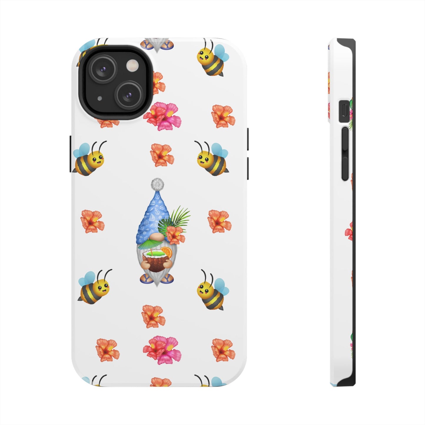 tropical gnome with drink and bees iPhon e 15 case