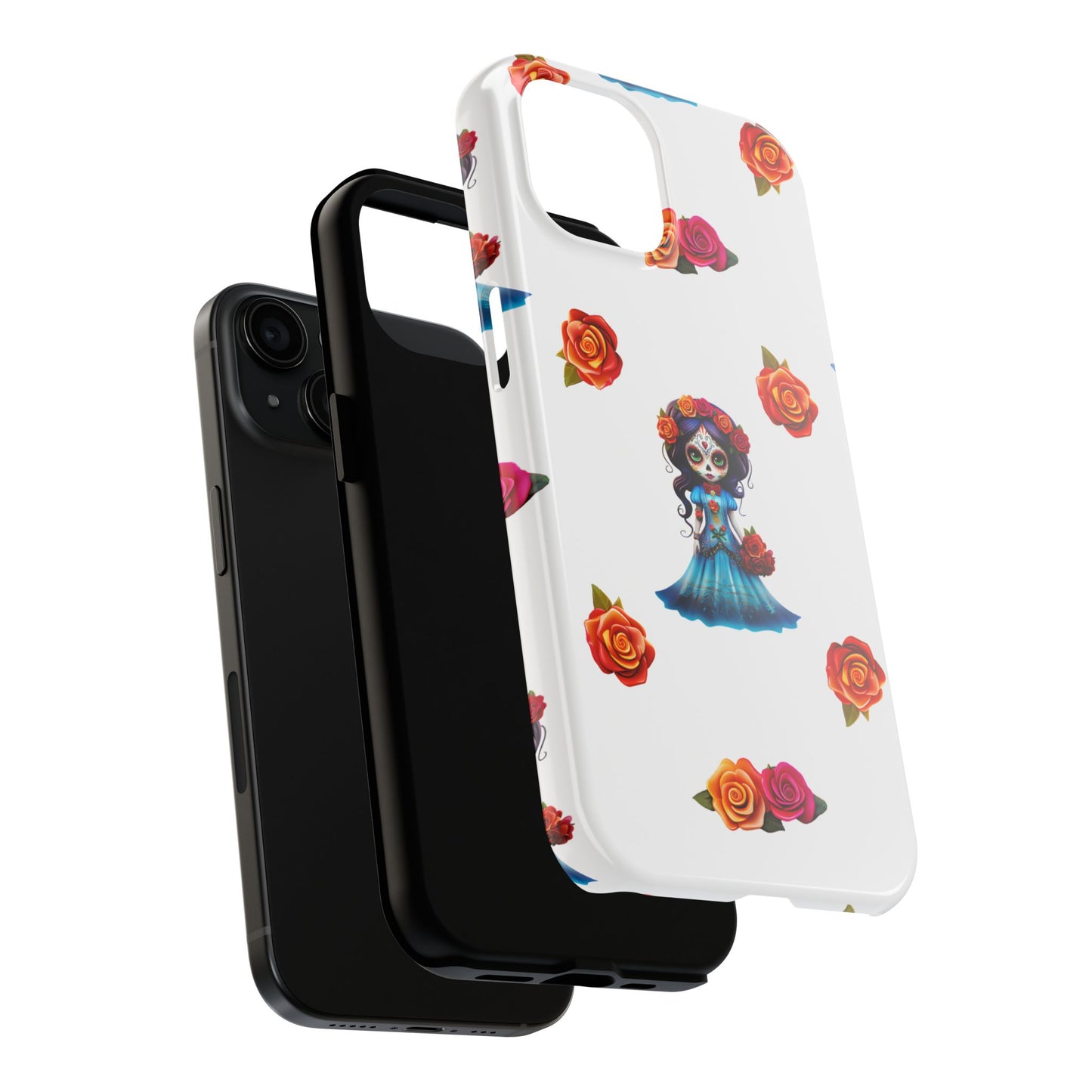 Phone Case - Blue Sugar Skull Day of the Dead Pattern