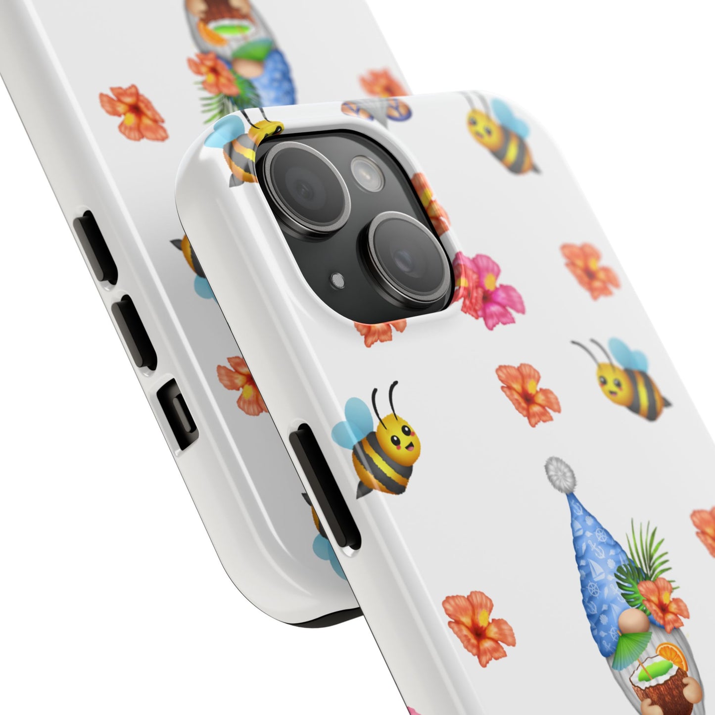 tropical gnome with drink and bees iPhon e 14 case