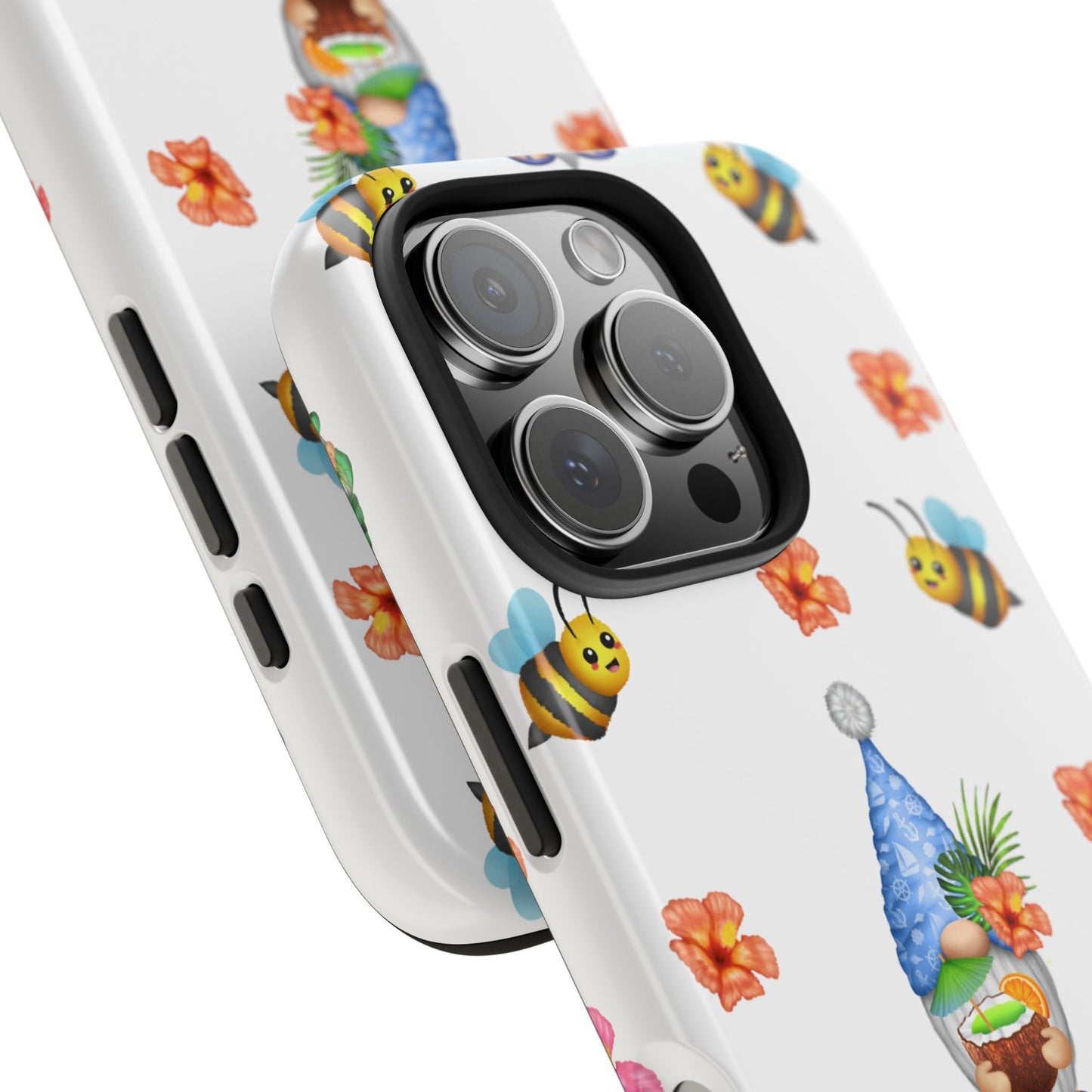 tropical gnome with drink and bees iPhon e 15 case