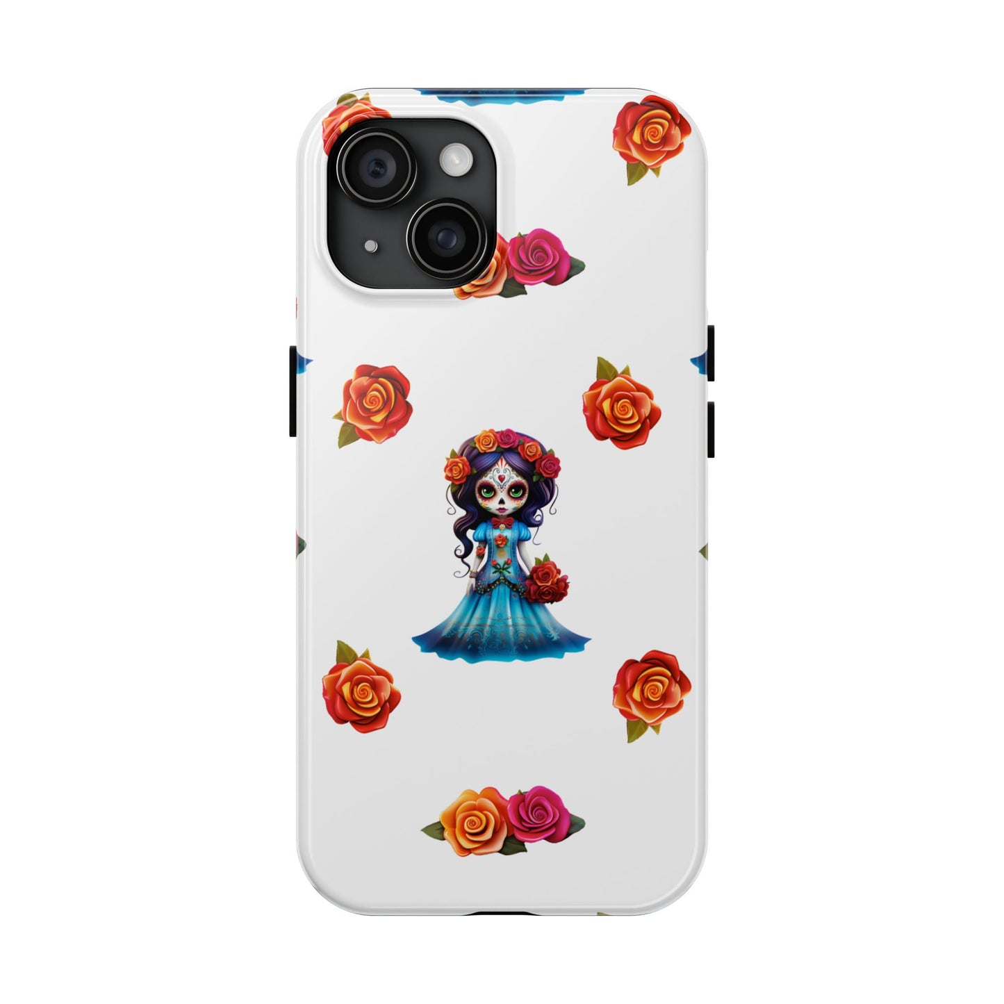 Phone Case - Blue Sugar Skull Day of the Dead Pattern