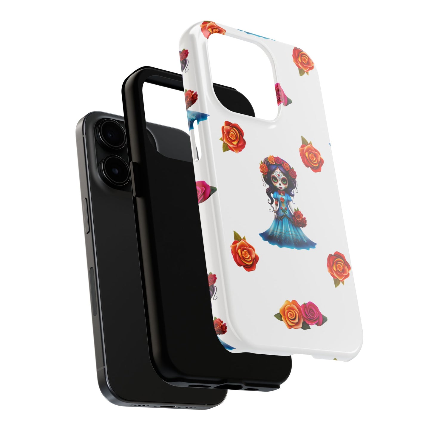 Phone Case - Blue Sugar Skull Day of the Dead Pattern