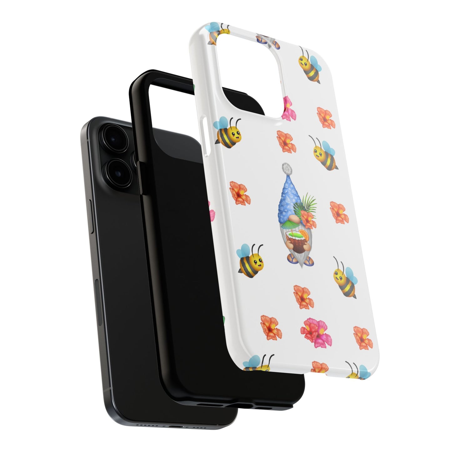 tropical gnome with drink and bees iPhon e 15 case