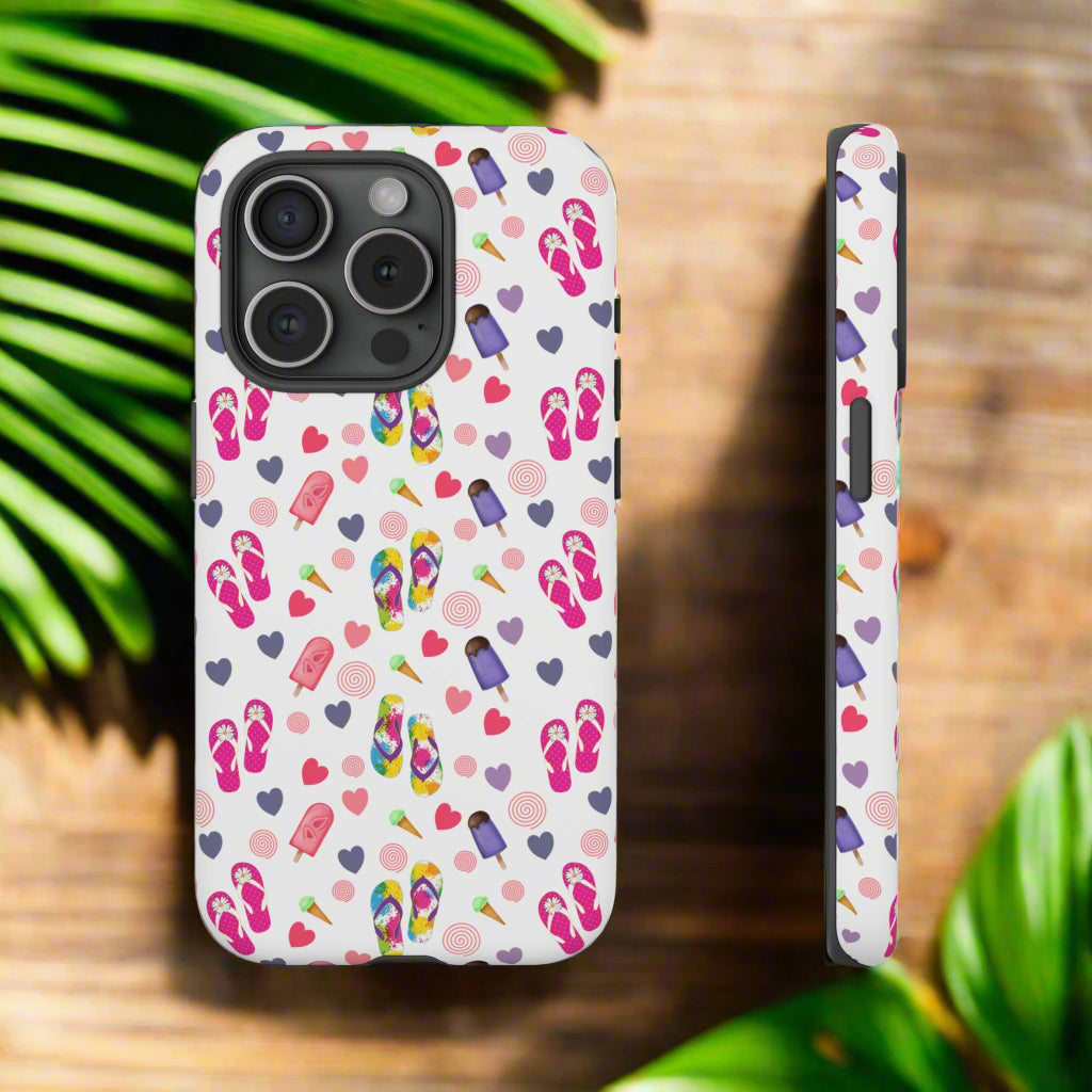 Phone Case Tough Cases - Summer Flip Flops Design