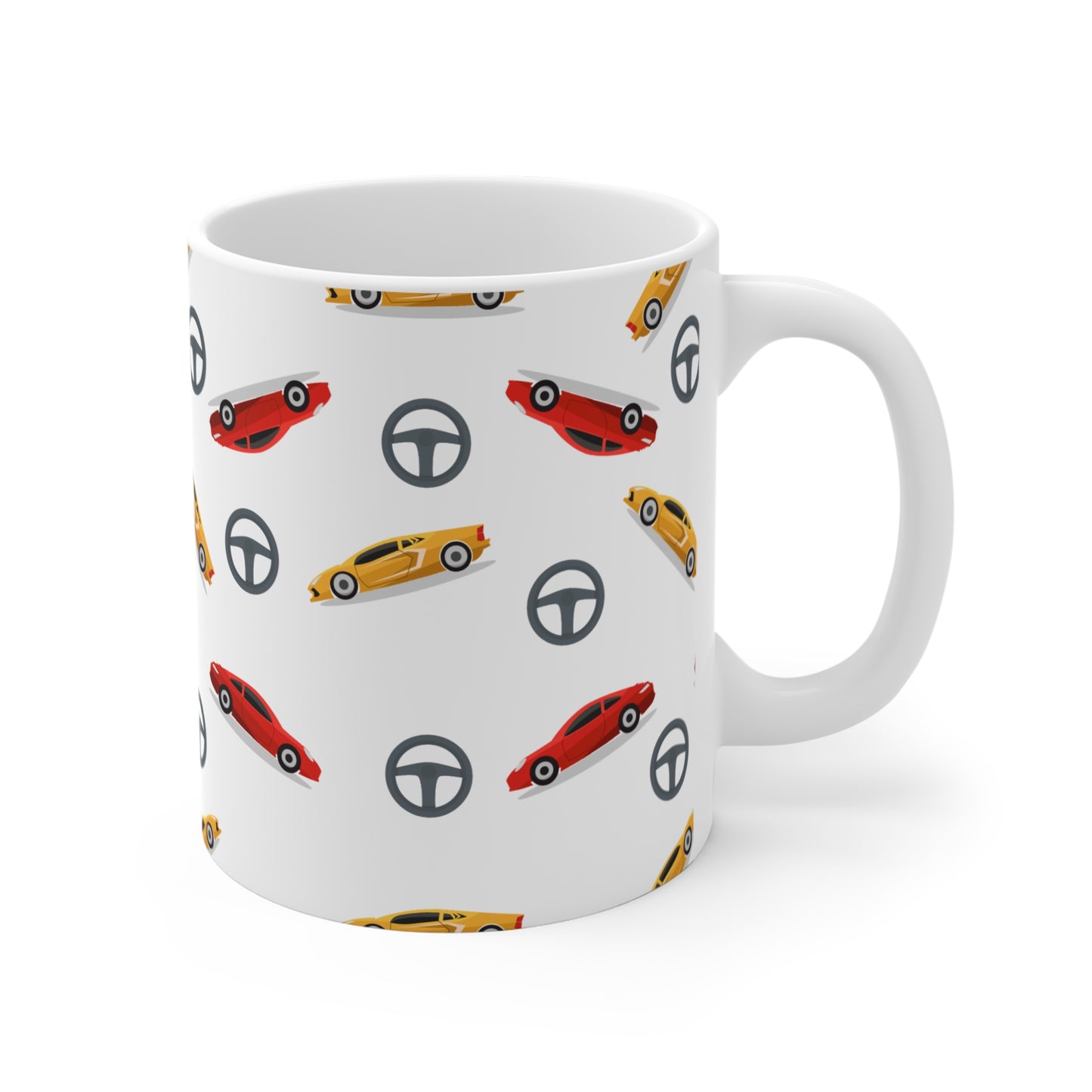 ceramic mug with sports car pattern