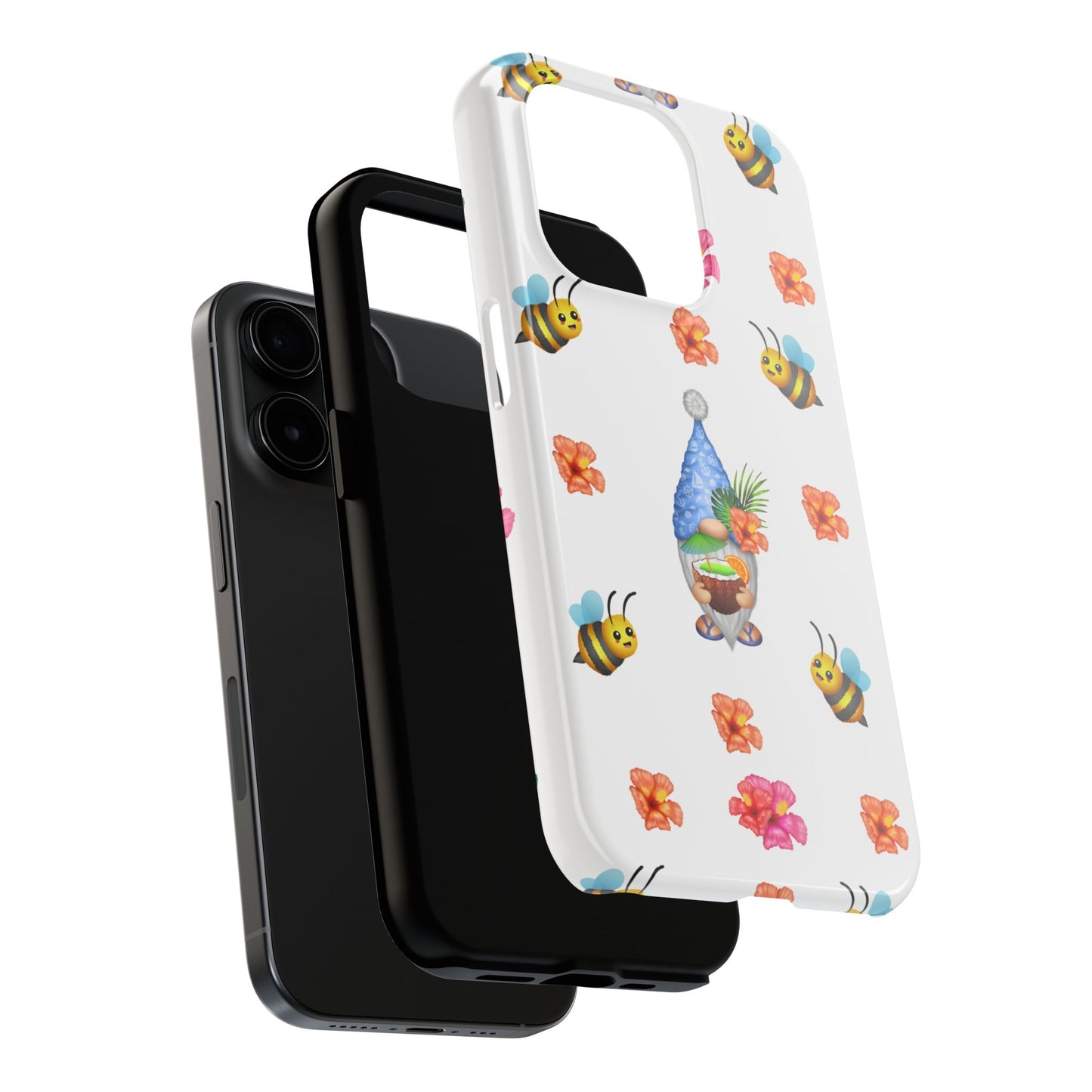 tropical gnome with drink and bees iPhon e 14 case