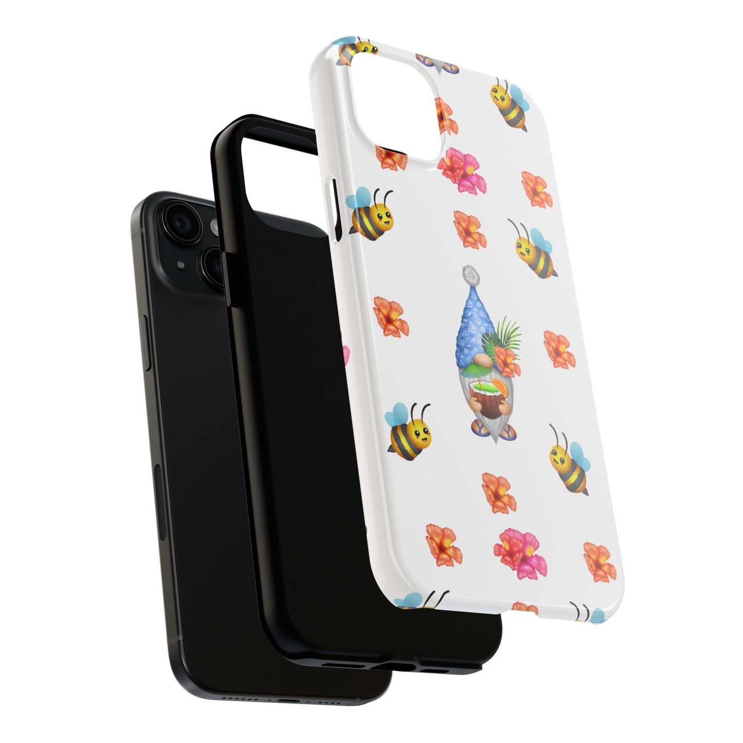 tropical gnome with drink and bees iPhon e 14 case