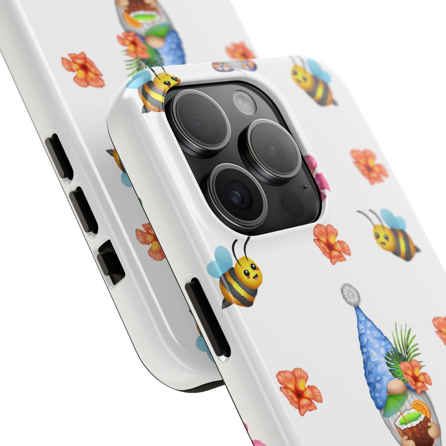 tropical gnome with drink and bees iPhon e 15 case