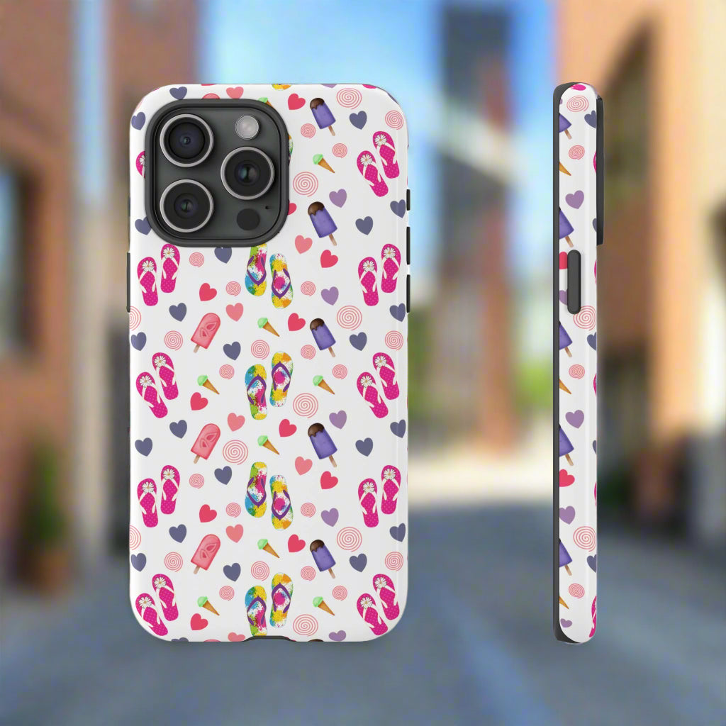 Phone Case Tough Cases - Summer Flip Flops Design