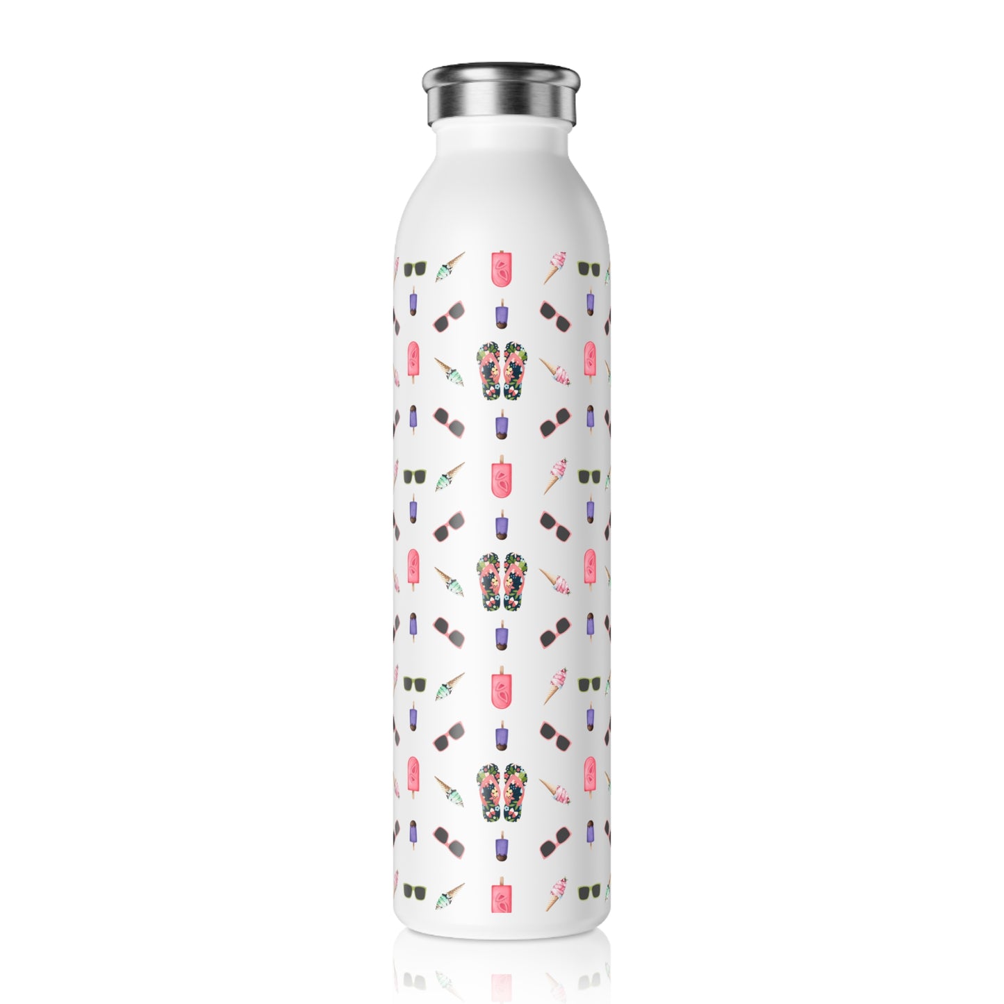 Chic Slim Water Bottle with Summer Patterns - Beach and Fun Design