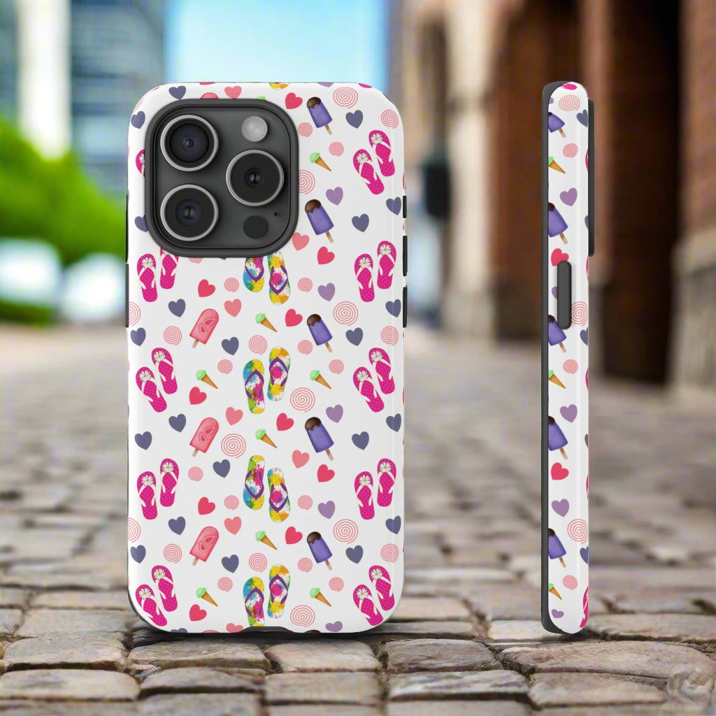 Phone Case Tough Cases - Summer Flip Flops Design