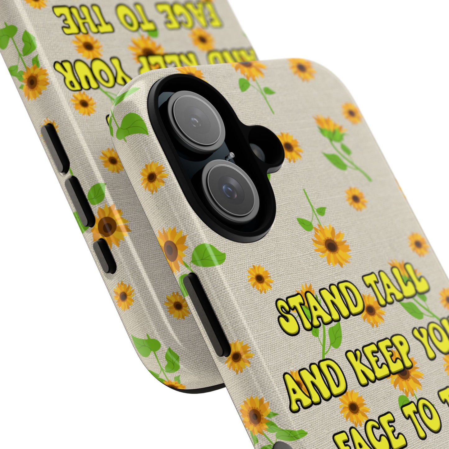 sunflower "Stand tall and keep your face to the sunshine" pattern on iPhone case