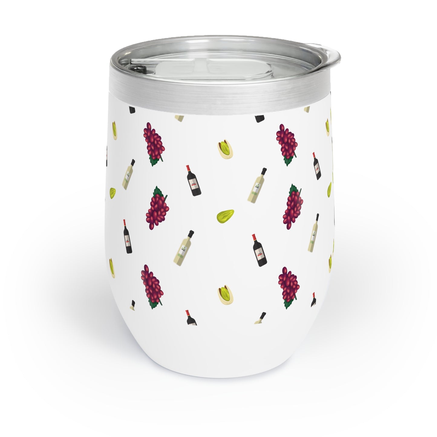 Wine Tumbler - Grapes and Wine Bottles Design