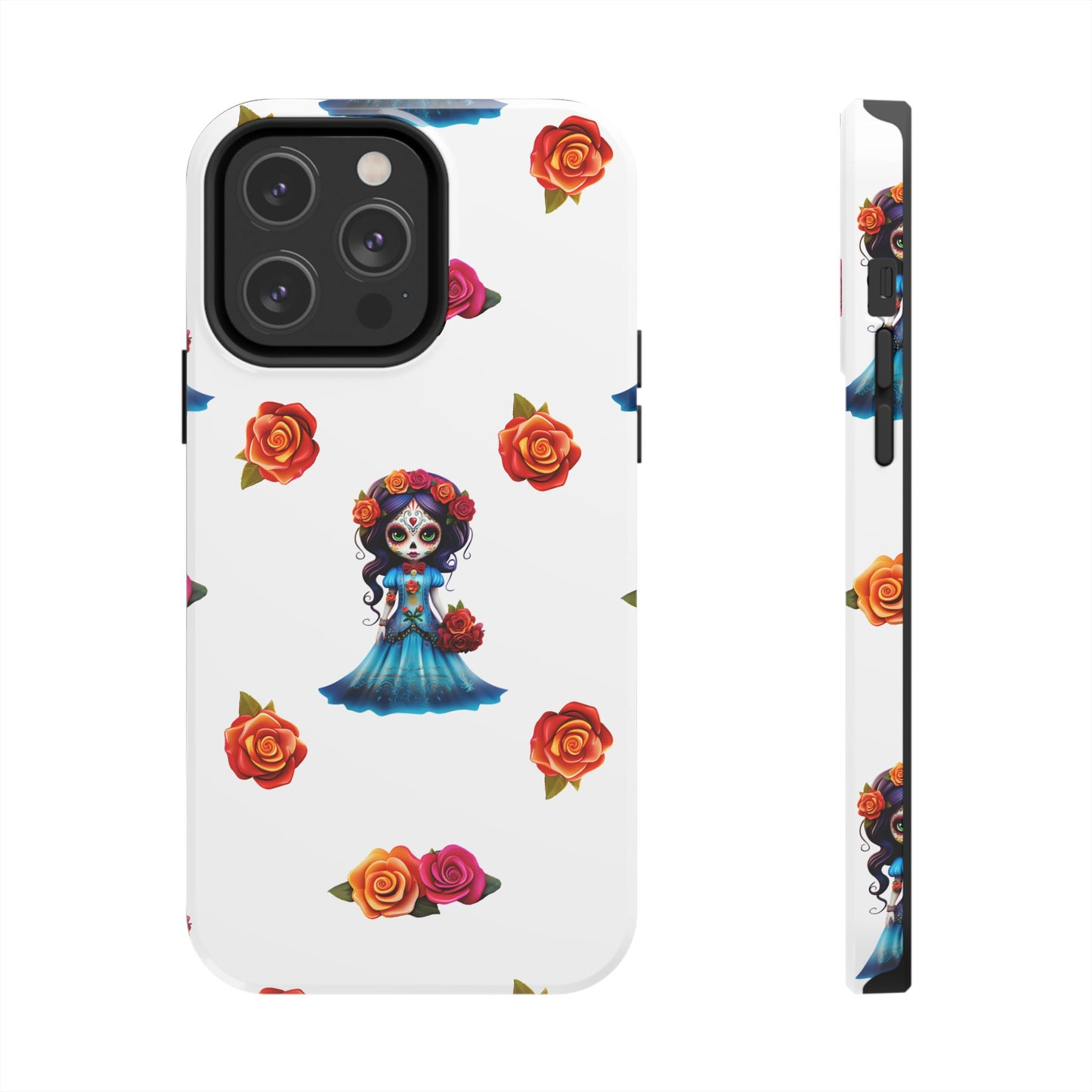 Phone Case - Blue Sugar Skull Day of the Dead Pattern