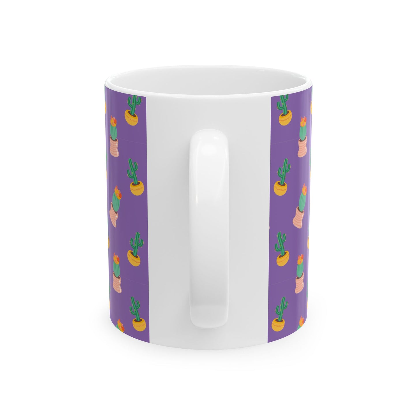 Cactus Pattern Ceramic Mug, Cute Coffee Cup, Plant Lover Gift, Home Decor, Kitchen Accessory, Birthday Present