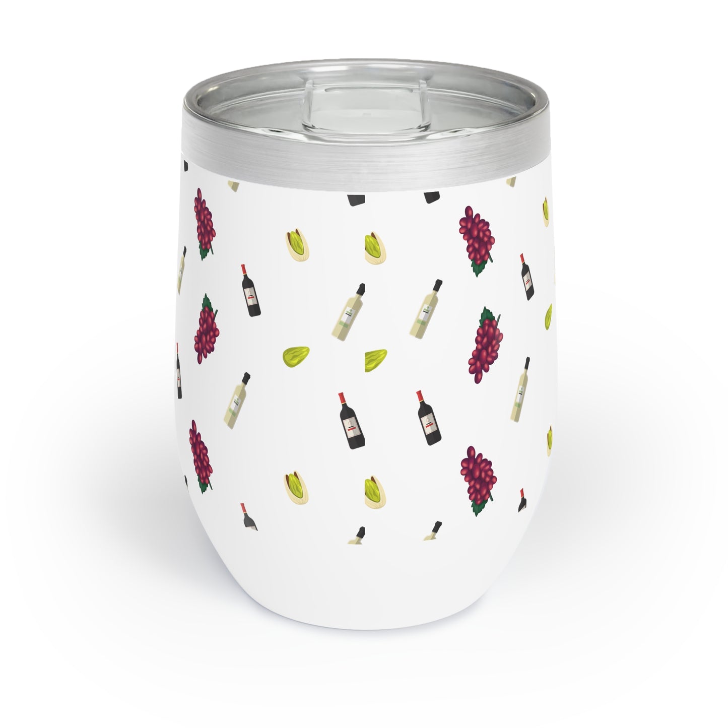 Wine Tumbler - Grapes and Wine Bottles Design